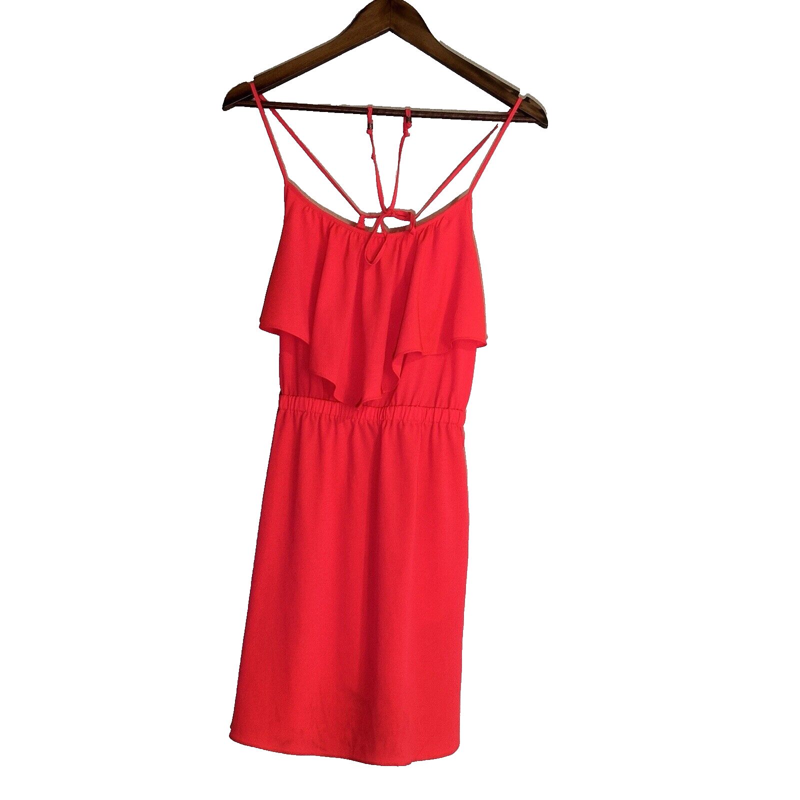 American Eagle Women's Dress Hot Pink Spaghetti Strap Tie Pocket Sundress Sz Sp